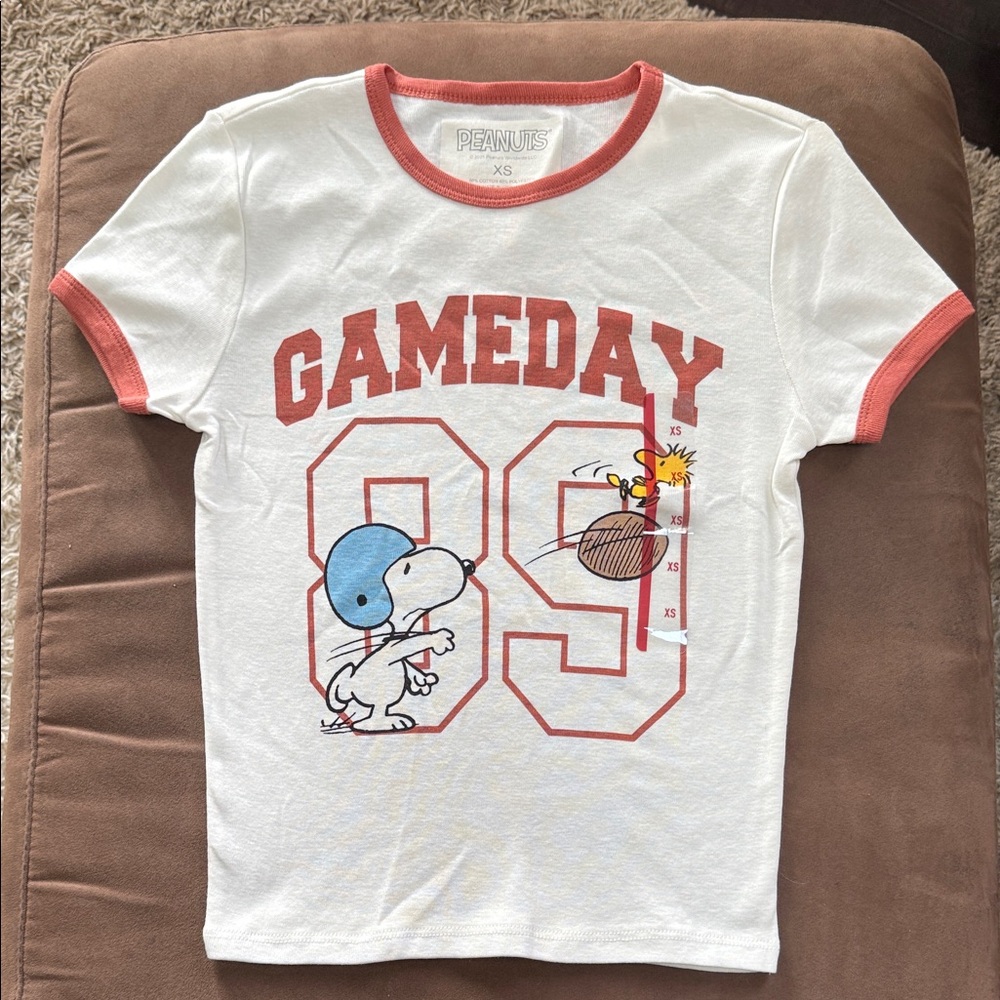 Peanuts White and Red Gameday Tee